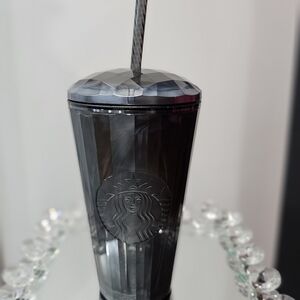 Starbucks Dark Gray Faceted 16 oz Tumbler with Straw